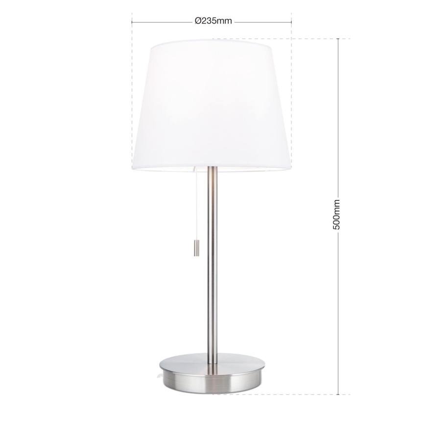 Stolná lampa s USB portom LUDWIG 1xE27/40W/230V 50 cm biela/matný chróm