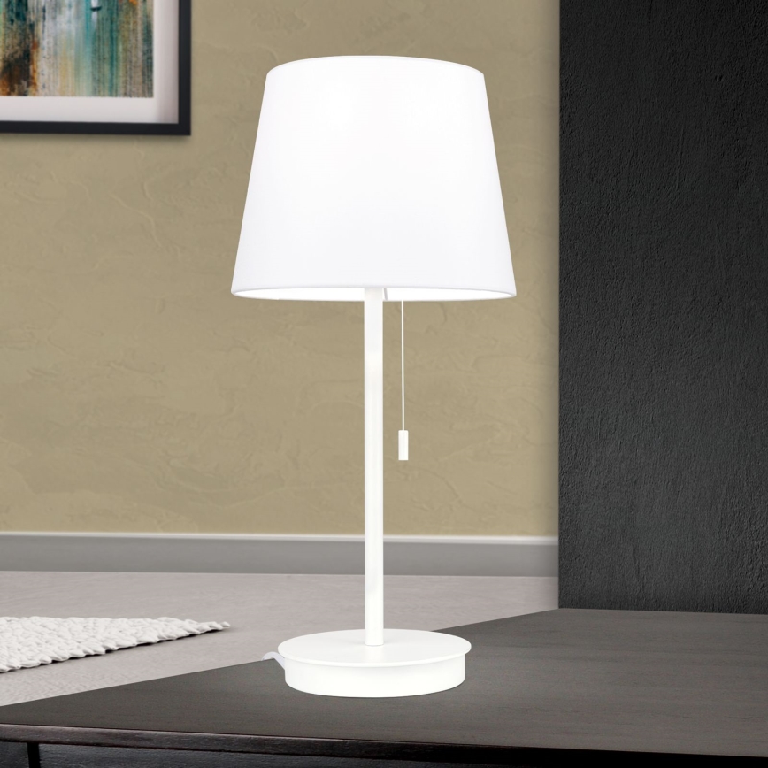 Stolná lampa s USB portom LUDWIG 1xE27/40W/230V 50 cm biela
