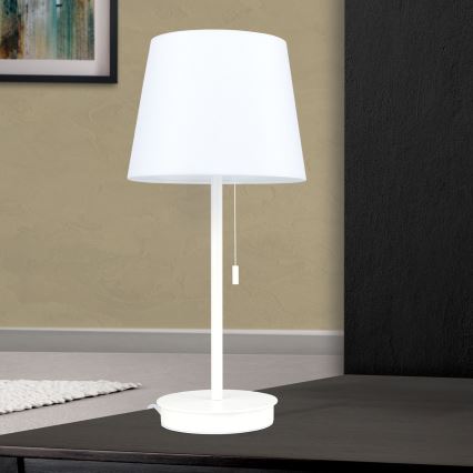 Stolná lampa s USB portom LUDWIG 1xE27/40W/230V 50 cm biela