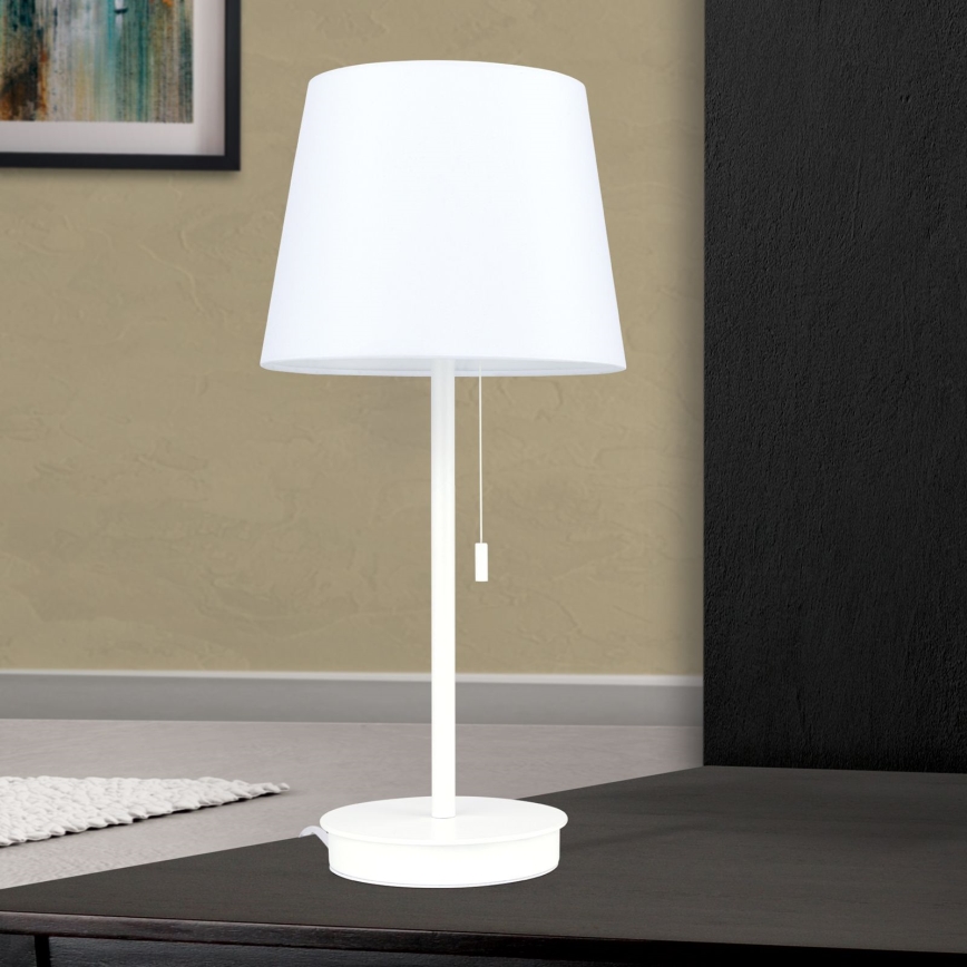 Stolná lampa s USB portom LUDWIG 1xE27/40W/230V 50 cm biela