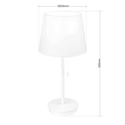 Stolná lampa s USB portom LUDWIG 1xE27/40W/230V 50 cm biela