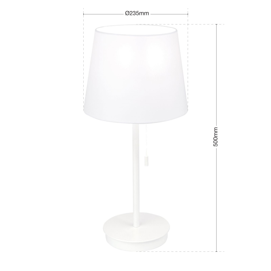 Stolná lampa s USB portom LUDWIG 1xE27/40W/230V 50 cm biela