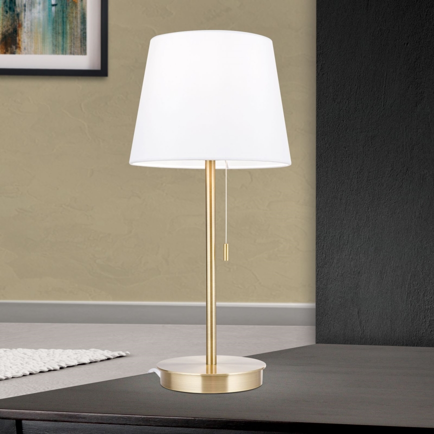 Stolná lampa s USB portom LUDWIG 1xE27/40W/230V 50 cm biela/zlatá