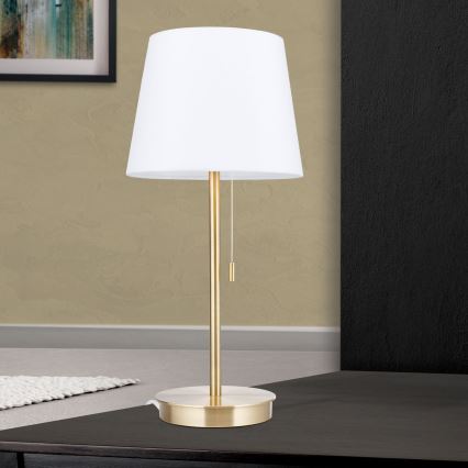 Stolná lampa s USB portom LUDWIG 1xE27/40W/230V 50 cm biela/zlatá