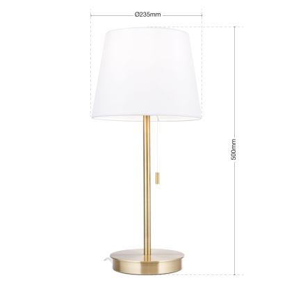 Stolná lampa s USB portom LUDWIG 1xE27/40W/230V 50 cm biela/zlatá