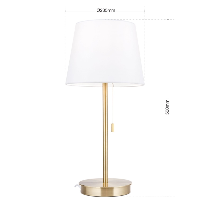Stolná lampa s USB portom LUDWIG 1xE27/40W/230V 50 cm biela/zlatá
