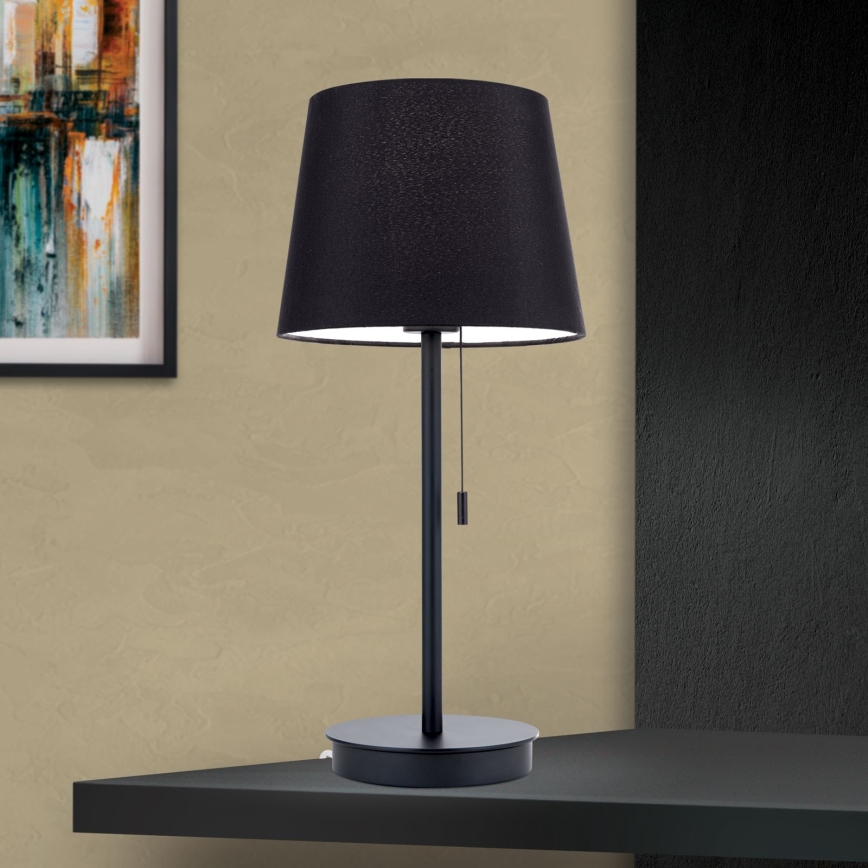 Stolná lampa s USB portom LUDWIG 1xE27/40W/230V 50 cm čierna