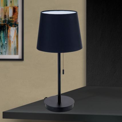 Stolná lampa s USB portom LUDWIG 1xE27/40W/230V 50 cm čierna