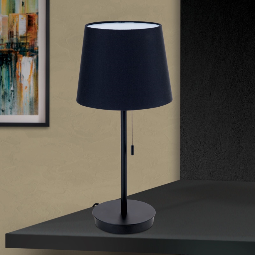 Stolná lampa s USB portom LUDWIG 1xE27/40W/230V 50 cm čierna