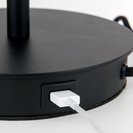 Stolná lampa s USB portom LUDWIG 1xE27/40W/230V 50 cm čierna