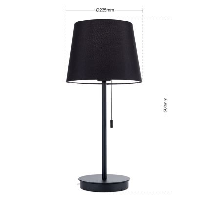 Stolná lampa s USB portom LUDWIG 1xE27/40W/230V 50 cm čierna