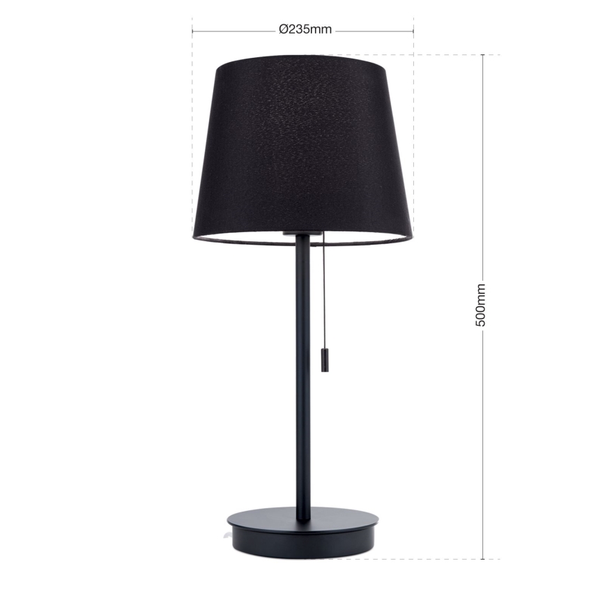 Stolná lampa s USB portom LUDWIG 1xE27/40W/230V 50 cm čierna