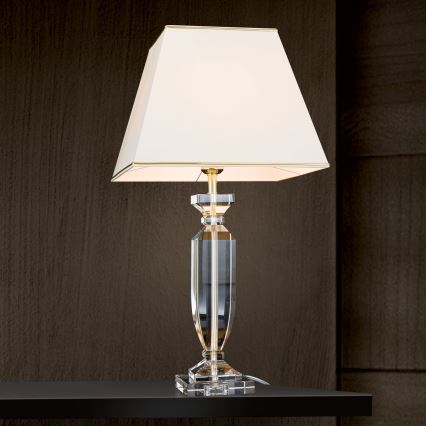Krištáľová stolná lampa POKAL 1xE27/60W/230V krémová/číra