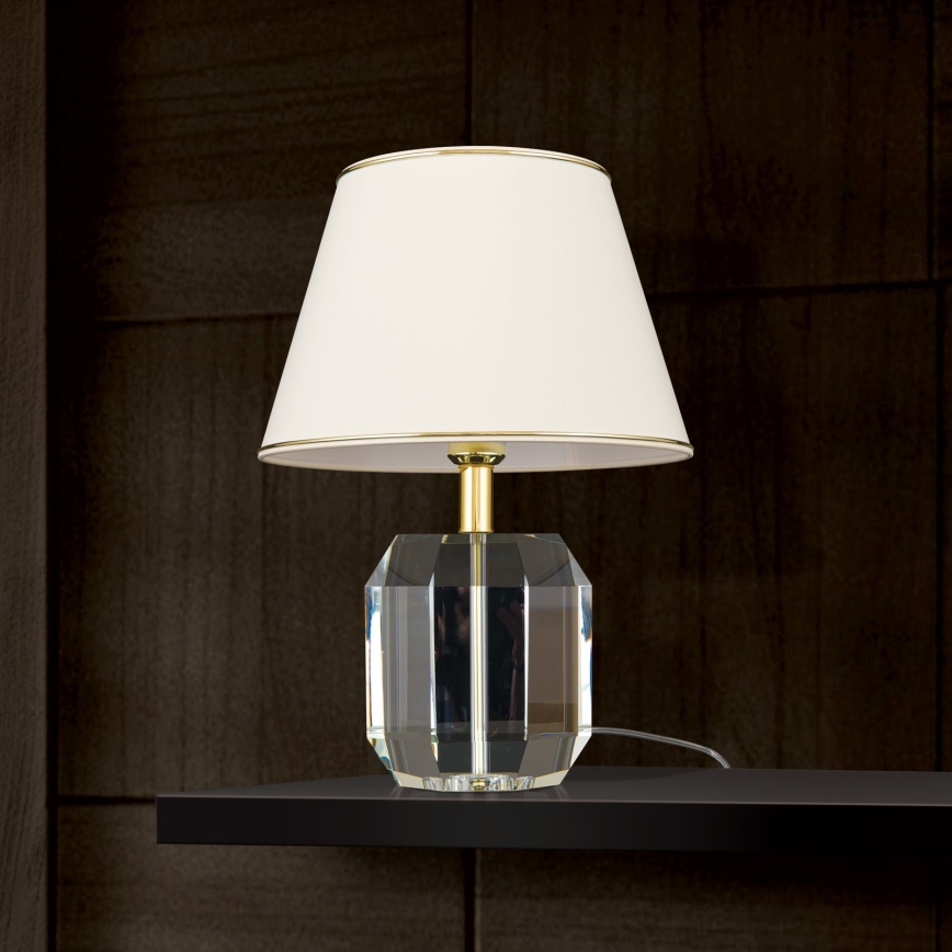 Stolná lampa ALEXIS 1xE27/60W/230V krémová/zlatá/číra