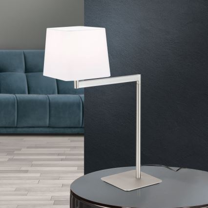 Stolná lampa CARLTON 1xE27/40W/230V biela/matný chróm