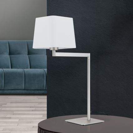 Stolná lampa CARLTON 1xE27/40W/230V biela/matný chróm