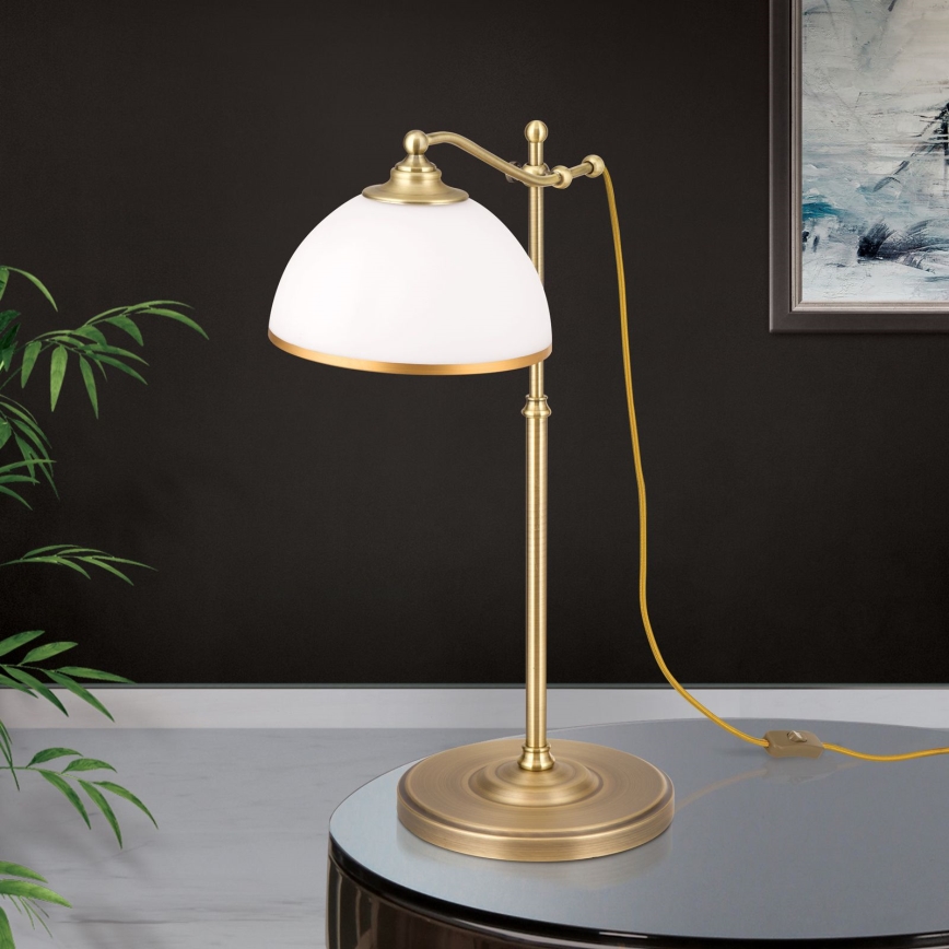 Stolná lampa OLD LAMP 1xE27/40W/230V 65 cm biela/mosadz