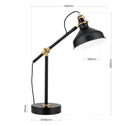 Stolná lampa SCHILLER 1xE27/40W/230V čierna/bronz