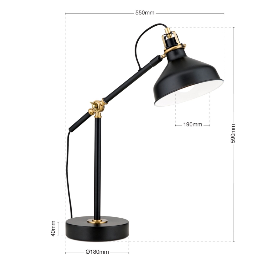 Stolná lampa SCHILLER 1xE27/40W/230V čierna/bronz