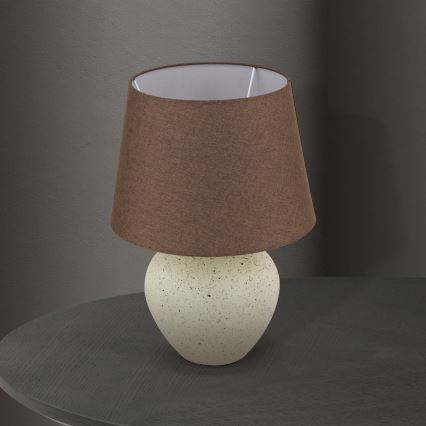 Stolná lampa MASAI 1xE27/40W/230V keramika hnedá/béžová
