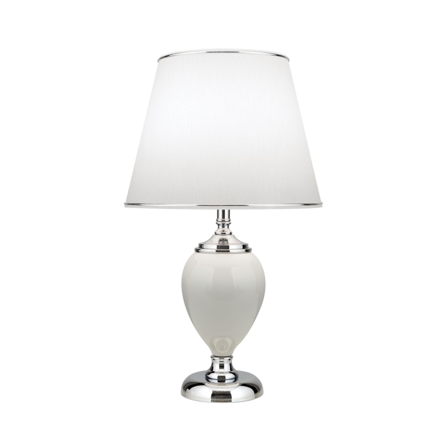Stolná lampa OVUM 1xE27/40W/230V 48 cm keramika biela/lesklý chróm
