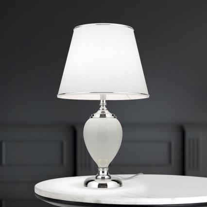 Stolná lampa OVUM 1xE27/40W/230V 48 cm keramika biela/lesklý chróm