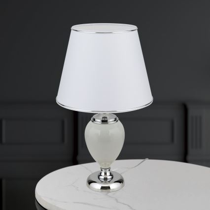 Stolná lampa OVUM 1xE27/40W/230V 48 cm keramika biela/lesklý chróm