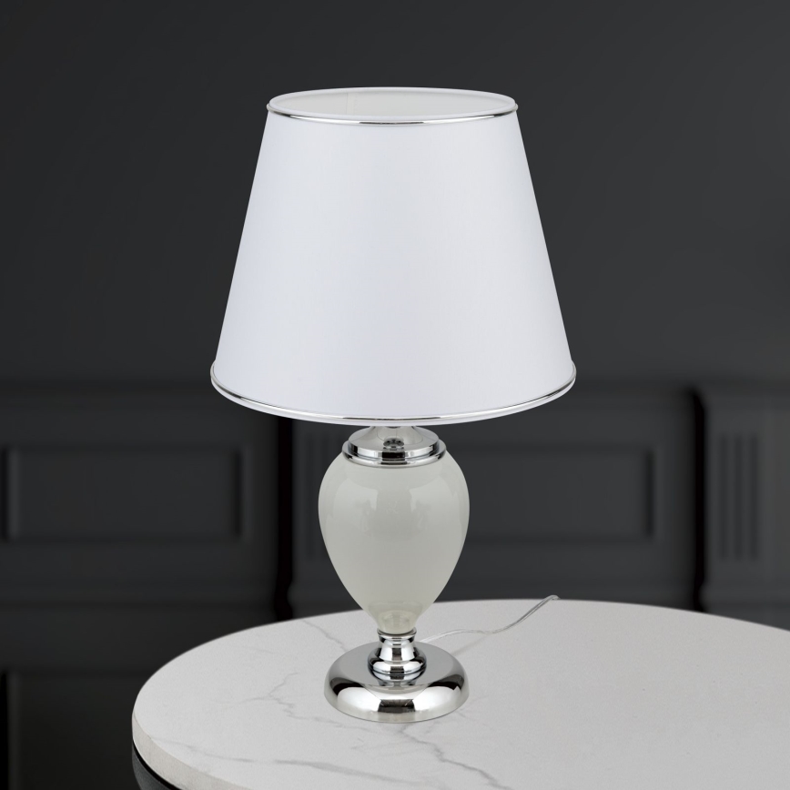 Stolná lampa OVUM 1xE27/40W/230V 48 cm keramika biela/lesklý chróm
