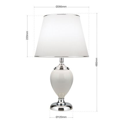 Stolná lampa OVUM 1xE27/40W/230V 48 cm keramika biela/lesklý chróm