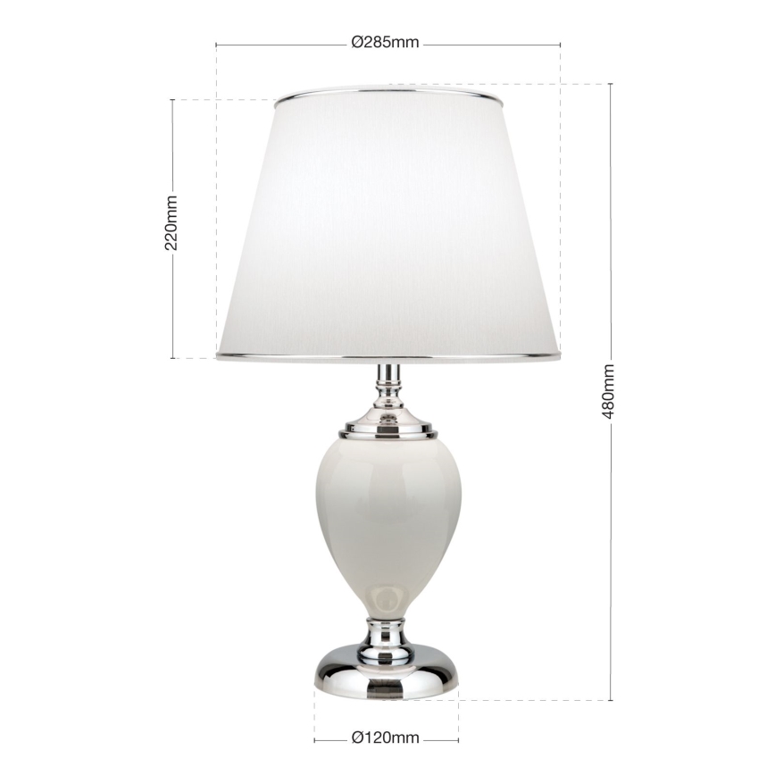 Stolná lampa OVUM 1xE27/40W/230V 48 cm keramika biela/lesklý chróm