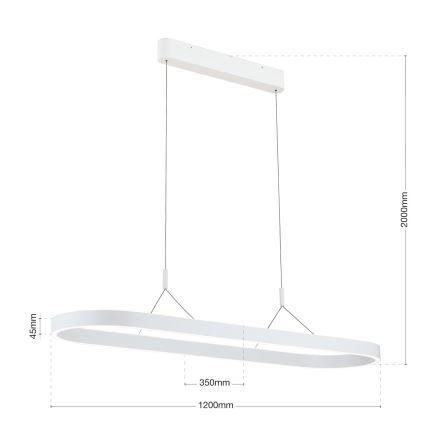 LED Luster na lanku CARRARA LED/80W/230V 2700/3000/4000K biela