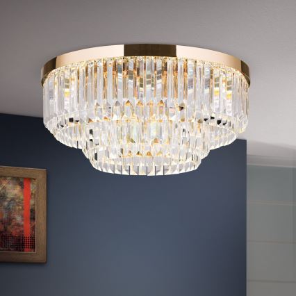 LED Stmievateľné krištáľové stropné svietidlo PRISM LED/80W/230V pr. 55 cm 24K zlatý