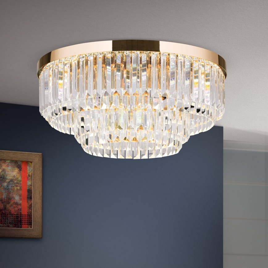 LED Stmievateľné krištáľové stropné svietidlo PRISM LED/80W/230V pr. 55 cm 24K zlatý