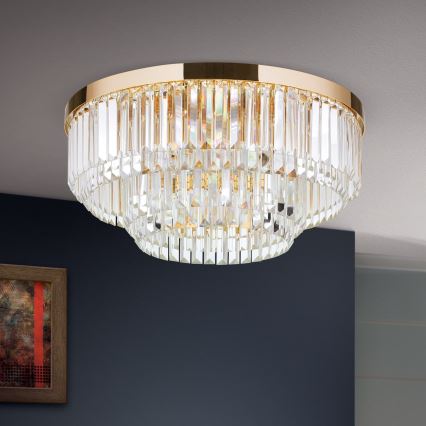 LED Stmievateľné krištáľové stropné svietidlo PRISM LED/80W/230V pr. 55 cm 24K zlatý