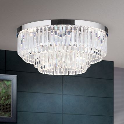 LED Stmievateľné krištáľové stropné svietidlo PRISM LED/80W/230V pr. 55 cm lesklý chróm