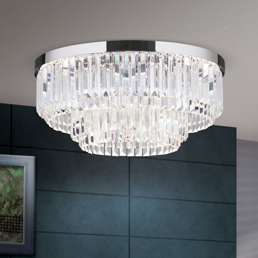 LED Stmievateľné krištáľové stropné svietidlo PRISM LED/80W/230V pr. 55 cm lesklý chróm