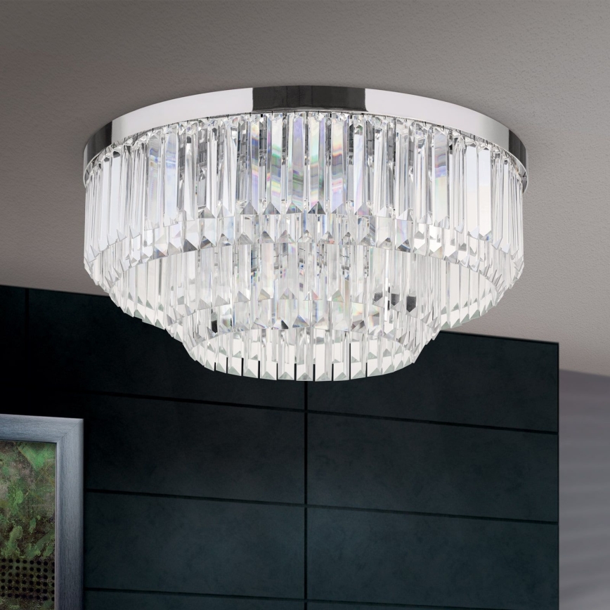 LED Stmievateľné krištáľové stropné svietidlo PRISM LED/80W/230V pr. 55 cm lesklý chróm