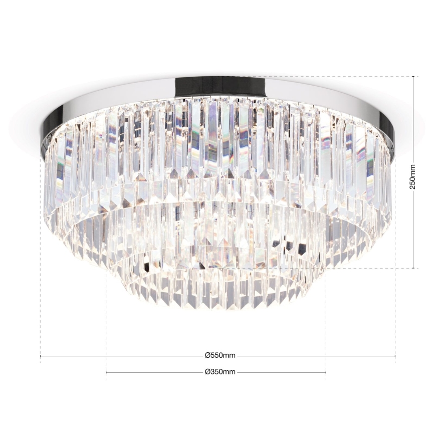 LED Stmievateľné krištáľové stropné svietidlo PRISM LED/80W/230V pr. 55 cm lesklý chróm