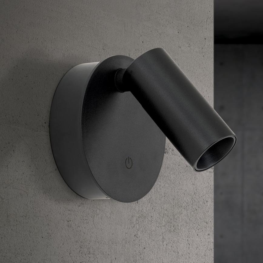 LED stmievateľné nabíjateľné dotykové nástenné bodové svietidlo LUXY LED/1W/5V 2200 mAh 2700/3000/4000K čierne