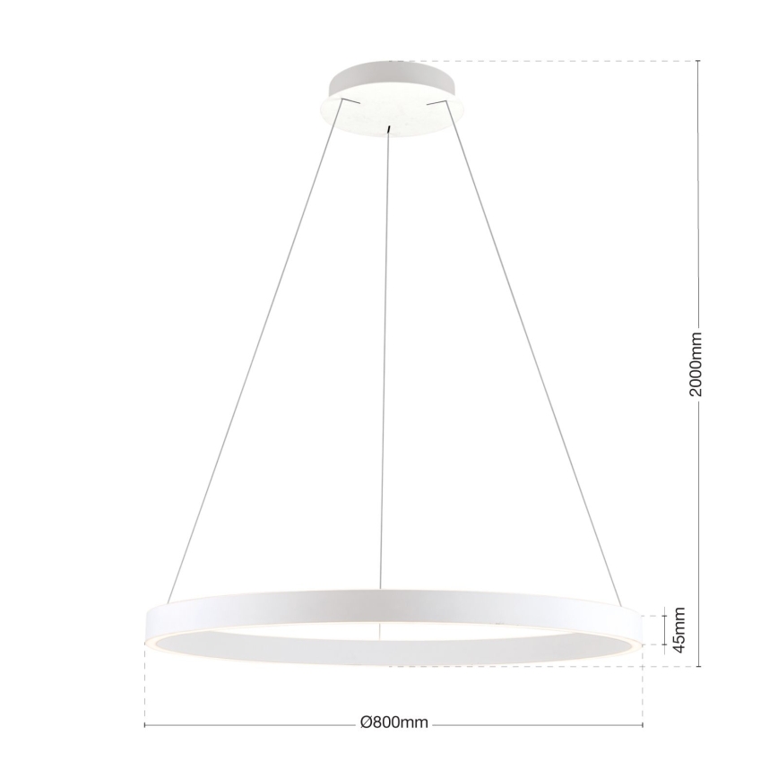 Orion - Stmievateľný LED závesný luster na lane KOLK LED/80W/230V 2700/3000/4000K pr. 80 cm biela