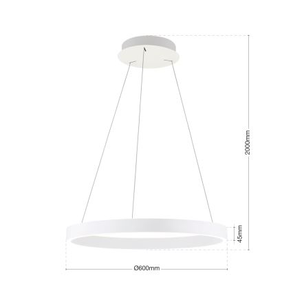 LED Stmievateľný luster na lanku KOLK LED/60W/230V 2700/3000/4000K pr. 60 cm biela