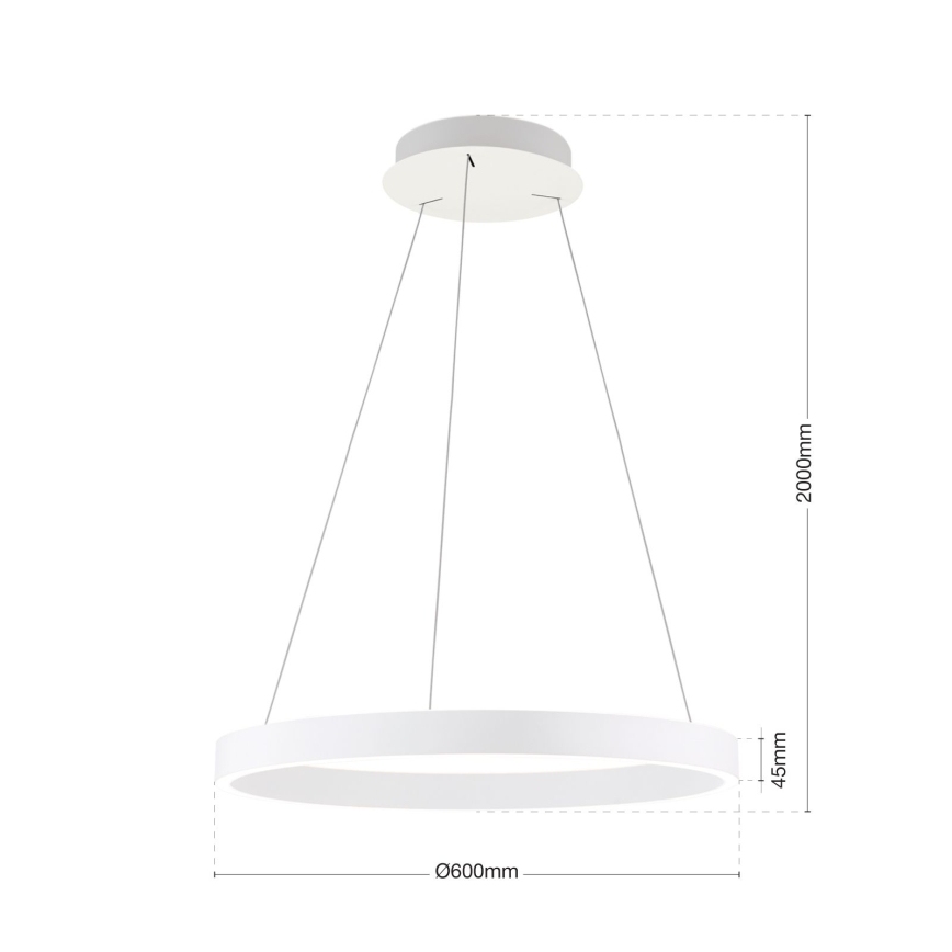 LED Stmievateľný luster na lanku KOLK LED/60W/230V 2700/3000/4000K pr. 60 cm biela