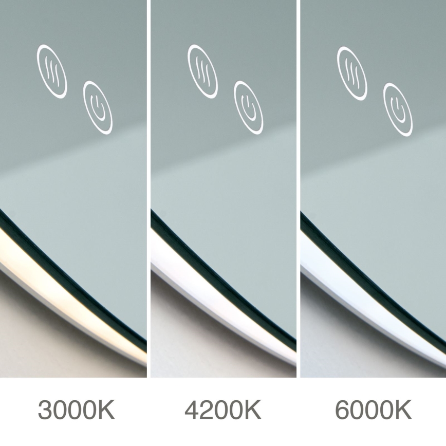 LED Kúpeľňové vyhrievané nástenné zrkadlo s podsvietením FOCUS LED/27W/230V 3000/4200/6000K pr. 80 cm IP44