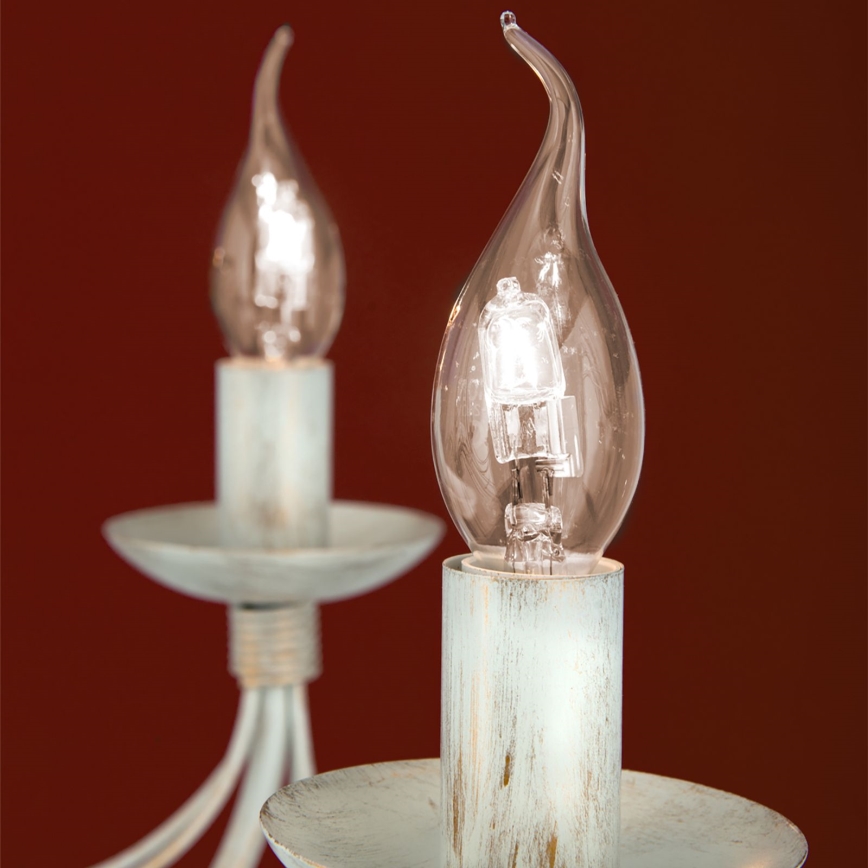 Luster na reťazi VELA 8xE14/40W/230V pr. 80 cm biela/zlatá/patina