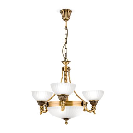 Luster na reťazi ROCCA 6xE27/60W/230V pr. 64 cm bronz/biela