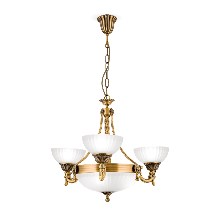 Luster na reťazi ROCCA 6xE27/60W/230V pr. 64 cm bronz/biela