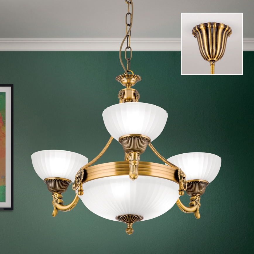 Luster na reťazi ROCCA 6xE27/60W/230V pr. 64 cm bronz/biela
