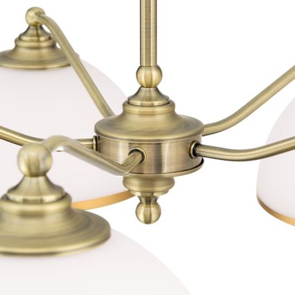 Luster na reťazi OLD LAMP 5xE27/40W/230V pr. 75 cm biela/mosadz