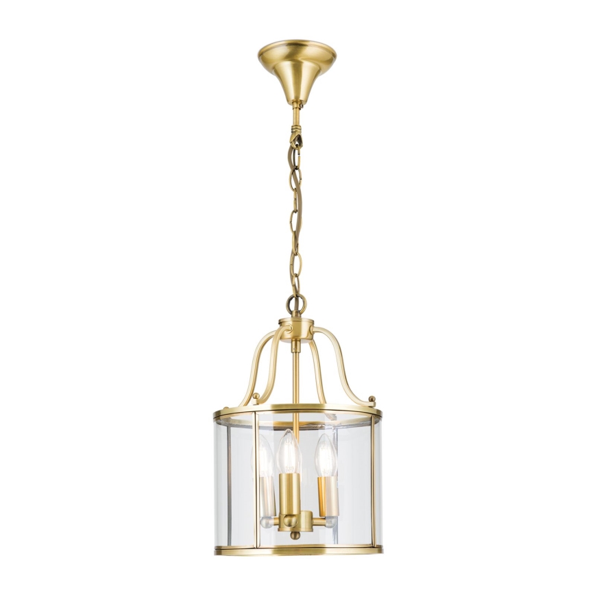 Luster na reťazi BRUNO 3xE14/40W/230V, priemer 25 cm, zlatý