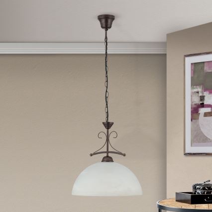 Luster na reťazi RULA 1xE27/40W/230V pr. 35 cm biela/bronz